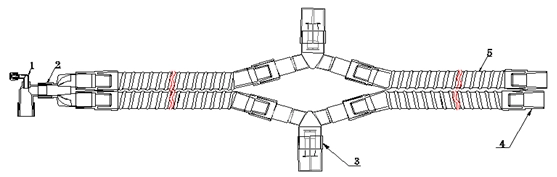 图5：双管路加强筋积水杯型麻醉机和呼吸机用呼吸管路