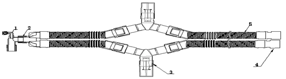 图6：双管路可伸缩积水杯型麻醉机和呼吸机用呼吸管路