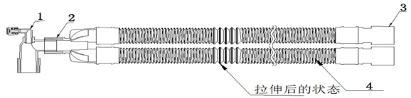 图4：双管路可伸缩型麻醉机和呼吸机用呼吸管路