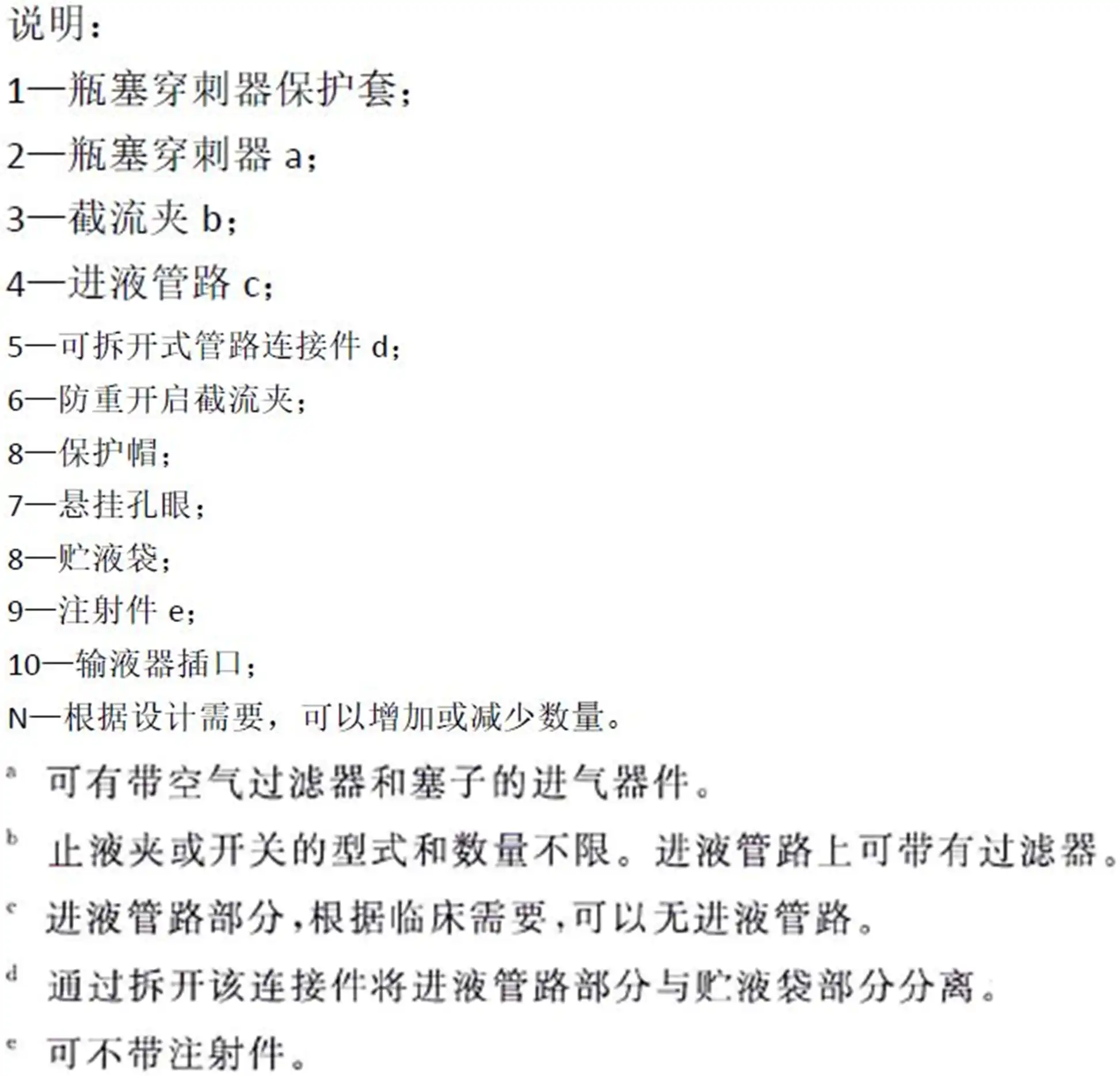 静脉营养输液袋注册基本结构图示说明