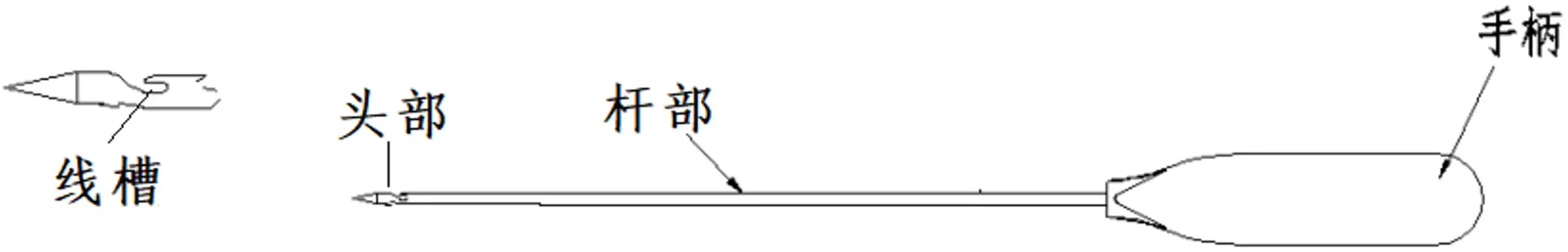 微创筋膜闭合器注册审查-缝线穿引装置(穿引针)结构示意图