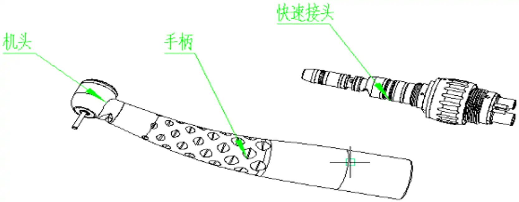 牙科手机注册审查涉及的高速气涡轮机手机整体结构示意图