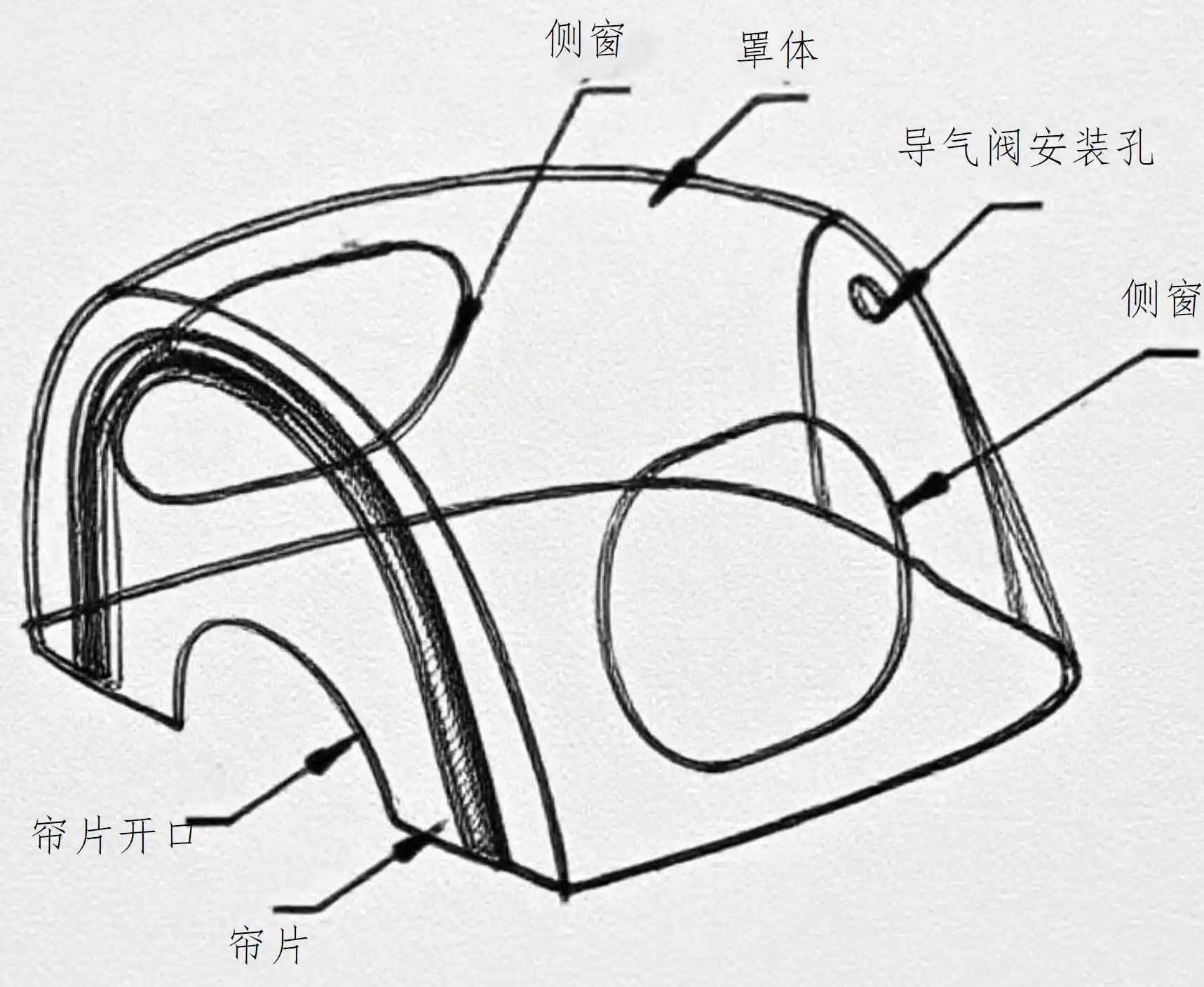 新生儿吸氧头罩注册审查所涉及的典型产品结构示意图